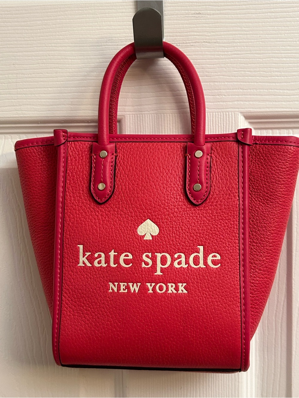 kate spade Deep Pink Pebbled Mini Tote with White Logo